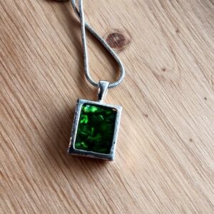 Vintage unique green and silver necklace